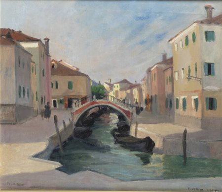 FELICE VELLAN<BR>Torino 1889 - 1976<BR>"A Burano" 1936