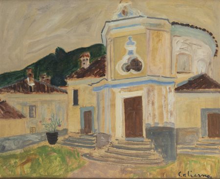 GIOSUE' CALIERNO<BR>Caserta 1897 - 1968 Pietra Ligure (SV)<BR>"Cumiana - Chiesa della Confraternita"