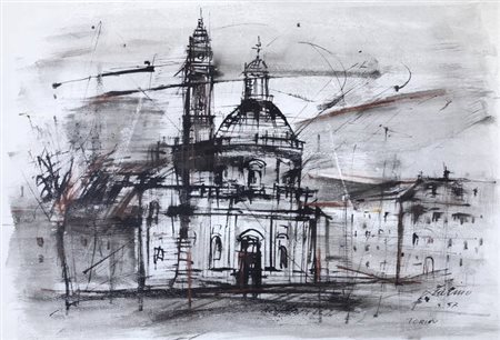 PIERO GARINO<BR>Leinì (TO) 1922 - 2009 Torino<BR>"Chiesa di Torino" 1957