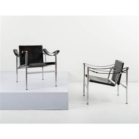 LE CORBUSIER, PIERRE JEANNERET, CHARLOTTE PERRIAND, Coppia di poltrone modello “LC1”