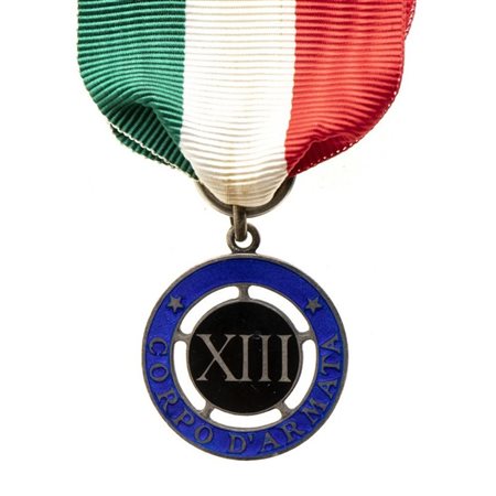  
MEDAGLIA ITALIA XIII CORPO D’ARMATA ORDINI E MEDAGLIE - ITALIA, REGNO...
ARGENTO, 23 MM 