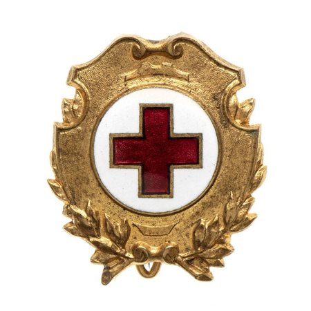  
DISTINTIVO DELLA CRI ORDINI E MEDAGLIE - ITALIA, REGNO...
METALLO DORATO E SMALTI, 27X31 MM 