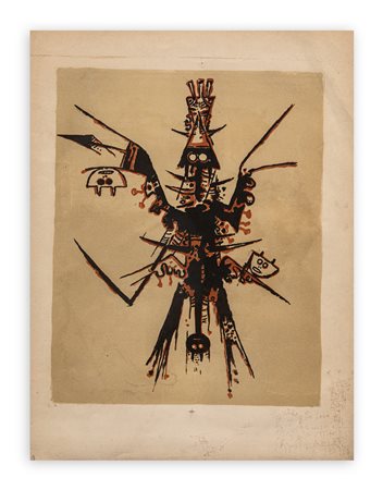 WIFREDO LAM (1902-1982) - Éloge Rupestre de Miró, 1973