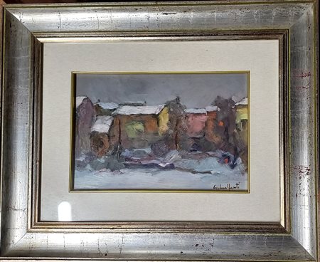 GIACOMO MALFANTI (1907-1998) PAESAGGIO INNEVATO - OLIO SU MASONITE CM.21X31...