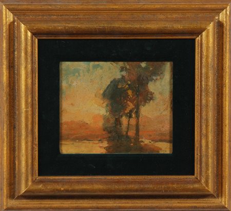GILLOT EUGENE LOUIS (1867 - 1925) Paesaggio. Tempera su tavola. Cm 17,00 x...