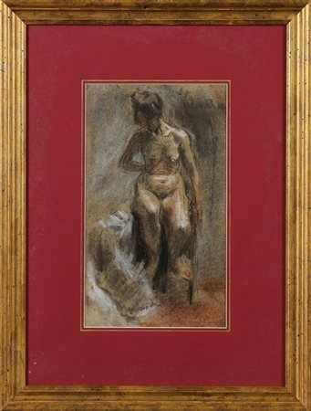 ARTISTA DEL XIX SECOLO Nudo femminile. Pastello su carta. Cm 19,00 x 32,50....