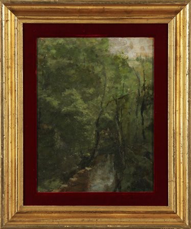 MERLO CAMILLO (1856 - 1931) Paesaggio. Olio su tavola. Cm 26,50 x 35,00. ....