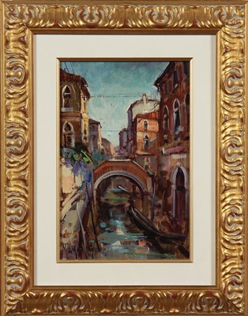 MAGGI GIAMPIETRO (n. 1934) Calle a Venezia. Olio su tela . Cm 20,00 x 30,00....