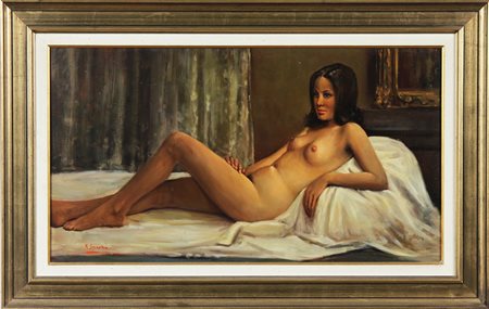 SQUASSINA GIACOMO FRANCESCO (n. 1932) Nudo di donna. Olio su tela . Cm 90,00...