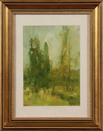 OSTROGOVICH CARLO (1884 - 1962) Paesaggio. Olio su cartone telato. Cm 21,50 x...