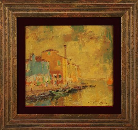 ARTISTA DEL XX SECOLO Veduta di Venezia. Olio su tavola. Cm 33,00 x 30,00....