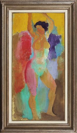 PARDINI EUGENIO (1912 - 2003) Nudo sul mare. 1973. Affresco su tavola. Cm...