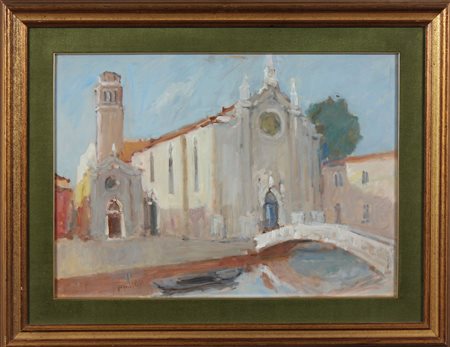 CANDIAN ALBERTO (n. 1946) Chiesa dei Frari. Olio su tavola. Cm 70,00 x 50,00....