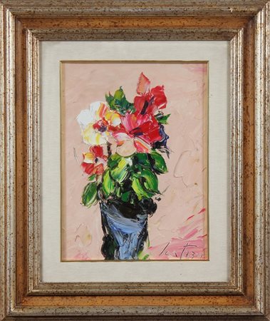 SCATIZZI SERGIO (1918 - 2009) Fiore. Olio su tavola. Cm 30,00 x 40,00. Firma...