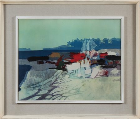 ISOLA GIANCARLO (n. 1927) Piccola marina. Olio su tela . Cm 50,00 x 40,00....