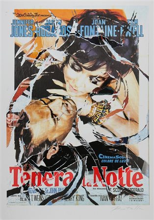 ROTELLA MIMMO (1918 - 2006) Tenera la Notte. Litodecollage. Cm 70,00 x...