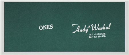 WARHOL ANDY (1928 - 1987) Ones. . 1971. Litografia. Cm 15,50 x 6,50. Art Cash...