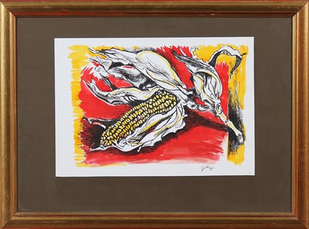 GUTTUSO RENATO (1912 - 1987) Pannocchia. Litografia. Cm 50,00 x 35,00. Firma...