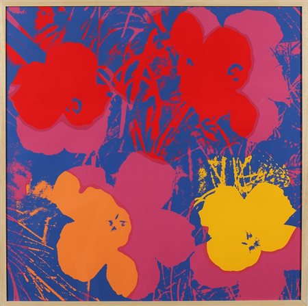 WARHOL ANDY (1928 - 1987) Flowers. Serigrafia. Cm 90,00 x 90,00. . Cornice...