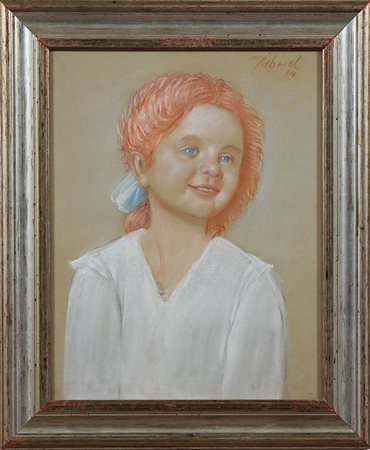 ANONIMO Volto di bambina. 1984. Tecnica mista su cartone. Cm 35,00 x 45,00....