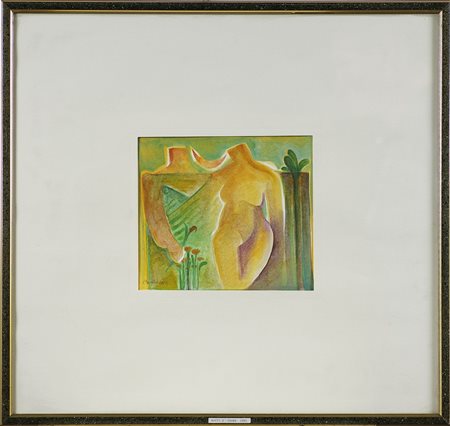 MOUALLA TALAL (n. 1952) Batti o cuore. 1991. Olio su carta. Cm 19,00 x 21,00....