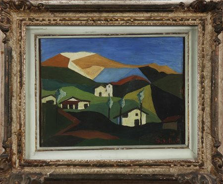 SCAGLIA BRUNO (1921 - 1996) Senza titolo. 1948. Olio su tavola. Cm 37,00 x...