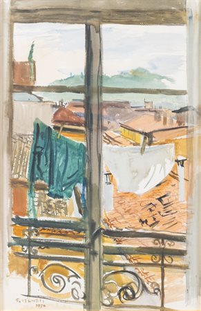 FARPI VIGNOLI (Bologna 1907 – 1997) "Veduta dalla finestra", 1974. Acquerello...