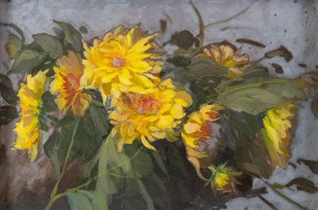 Pittore anonimo del XX secolo. "Natura morta con fiori", 1939. Olio su...