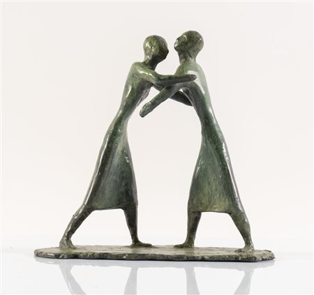 VIRGILIO GUIDI (Roma 1891 – Venezia 1984) "L'incontro". Scultura di bronzo....