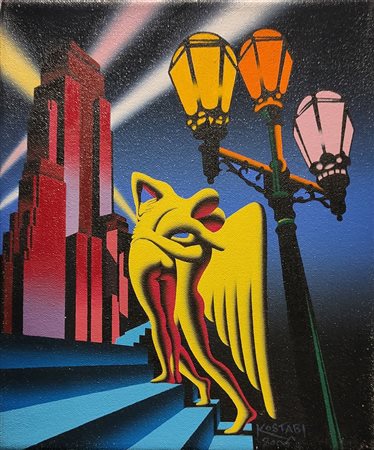 MARK KOSTABI (Los Angeles 1960) "It's not that lonely at the top", 2006. Olio...