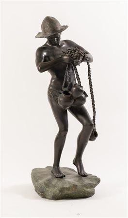 ACHILLE D'ORSI (1845-1929) "Acquaiolo". Scultura in bronzo. Cm 104x40x48....