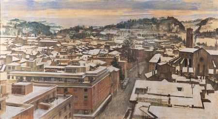 FARPI VIGNOLI (Bologna 1907 - 1997) "Bologna sotto la neve", 1963. Tecnica...