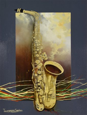 Tommaso Maurizio Santoro E' TEMPO DI MUSICA, 2003 olio su tavola, cm 40x30...