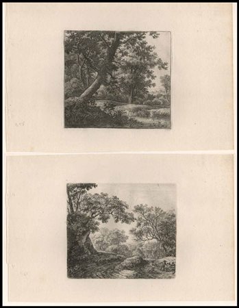 Anthonie Waterloo (1640 - 1690) 
Lotto di due paesaggi con alberi 
 