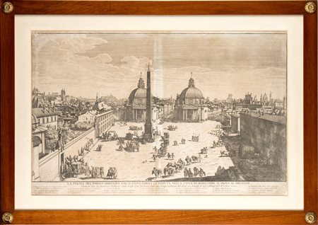 Gomar Wouters (1649 - 1696 ca.) 
La Piazza del Popolo abbellita con li nuovi Edifici et Veduta della Citta di Roma come sie trova al presente 
 