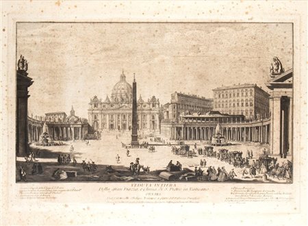 Panini Francesco (after) - Francesco Polanzani (1700 - 1783) , (1738 - 1800) 
VEDUTA INTIERA DELLA GRAN PIAZZA E CHIESA DI S. PIETRO IN VATICANO... 1790
 