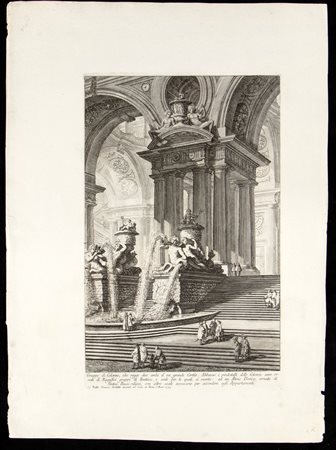 Giovanni Battista Piranesi (Mogliano Veneto, 1720 - Venezia, 1778) 
Gruppo di Colonne, che regge due archi d'un grande Cortile 
 