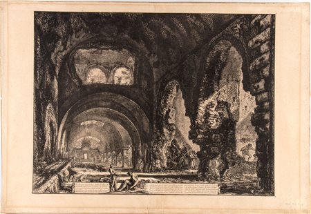 Giovanni Battista Piranesi (Mogliano Veneto, 1720 - Venezia, 1778) 
Veduta interna della Villa di Mecenate 
 