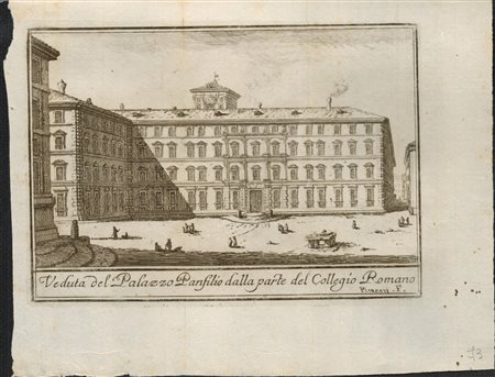 Giovanni Battista Piranesi (Mogliano Veneto, 1720 - Venezia, 1778) 
Veduta del Palazzo Panfilio dalla parte del Collegio Romano 
 