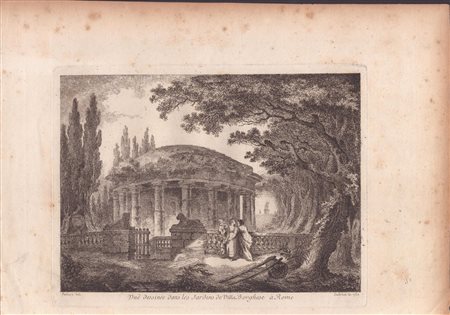 Jean Claude Richard de Saint-Non Abbé de Saint-Non (1730 - 1792) 
Vue Dessinee Dans Les Jardins De Villa Borghese A Rome 1762
 