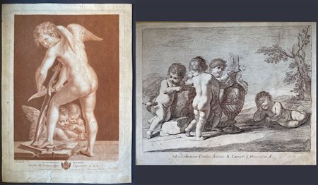 Francesco Bartolozzi (1728 - 1815) 
Cupid making his bow | Quattro putti da Guercino 
 