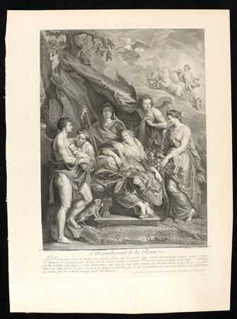 Benoît Audran (1661 - 1721) 
L'Accouchement de la Reine 1710
 