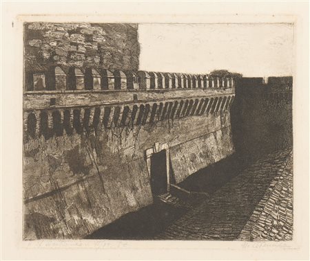 Umberto Prencipe (1879 - 1962) 
Il bastione (Castel Sat'Angelo a Roma) 1910
 