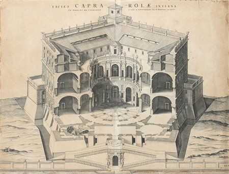 Pierre Mortier (1661 - 1711) 
Facies Caprarolae interna 
bulino, 37,5 x 43,5 cm (immagine) 