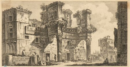 Giovanni Battista Piranesi (copia da) (Mogliano Veneto, 1720 - Venezia, 1778) 
Parte del Foro di Nerva 
 