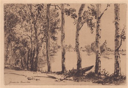 Félix Bracquemond (1833 - 1914) 
Trembles au bord de la Seine 
 