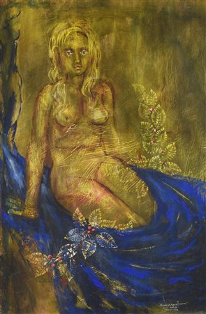 Pierre Octave Fasani NUDO DI DONNA, 1971-1972 olio su tavola, cm 92x61 firma...