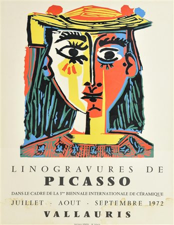 LINOGRAVURES DE PICASSO manifesto edito in occasione della mostra tenutasi a...