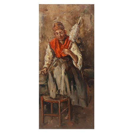 Attilio Pratella (Lugo Di Romagna 1856-Napoli 1949)  - Filatrice di lana