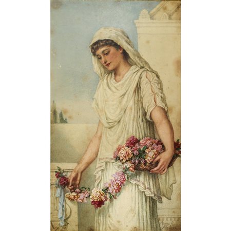 Agnes Rose Bouvier Nicholl (Londra 1842-1892)  - Sacerdotessa con ghirlanda di fiori